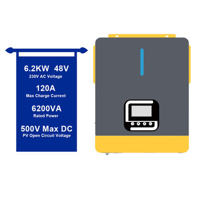 6200w 48vdc On/Off Grid Hybrid Solar Pure Sine Wave Inverter con batteria al piombo
