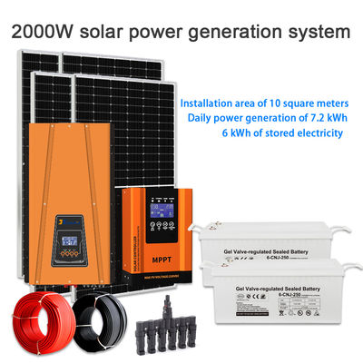 Un buon prezzo. Kit solare off-grid completo da 2KW per la casa con montaggio a terra e batteria da 48V in linea