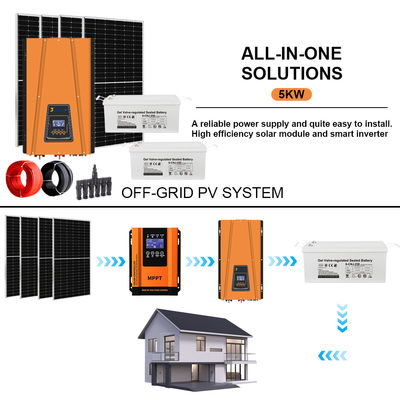 Un buon prezzo. Potere con tranquillità: kit solare off-grid certificato da 5 kW con batteria GEL di lunga durata (riconta gli standard CE, RHOS, FCC) in linea