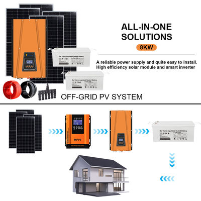 Un buon prezzo. Potenza versatile per la tua fattoria: Kit solare off-grid da 8 kW con inverter di tensione regolabile per abbinare tutte le tue apparecchiature in linea