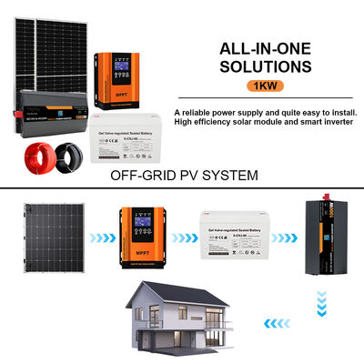 Un buon prezzo. Kit solare off-grid completo da 1KW per case con batteria GEL a lunga durata in linea